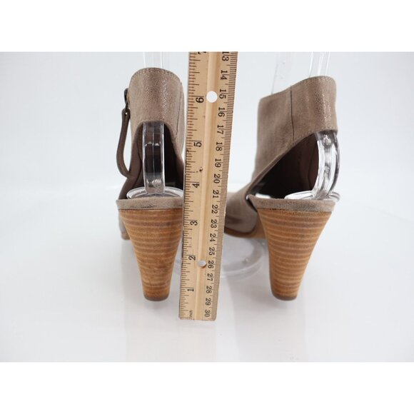 Paul Green Cayanne Beige Tan Shimmer Peep Open Toe Sandal Heel Bootie Size 9.5 - Picture 6 of 12